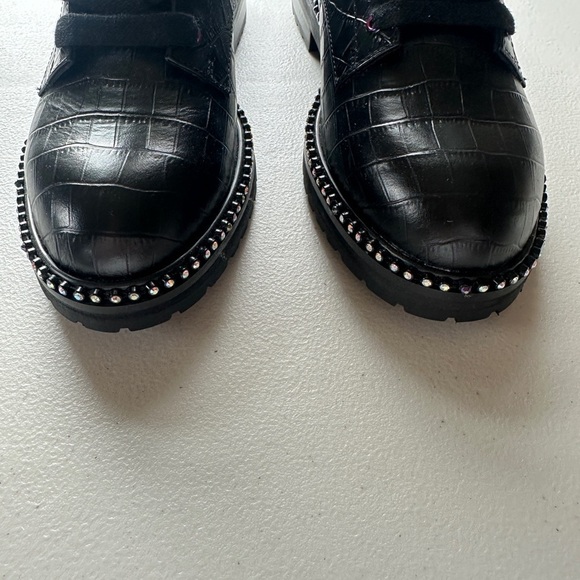 Kurt Geiger Stoop Rainbow Crystal Combat Boots in Black Leather Size 37 - Picture 3 of 12